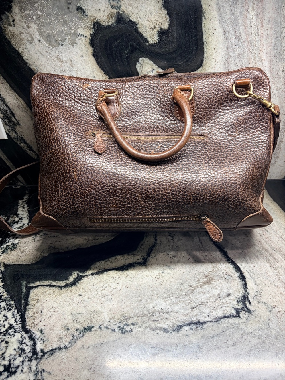 Lucchese Buffalo Leather Briefcase Messenger Laptop Bag Brown USA Luxury - Picture 2 of 12